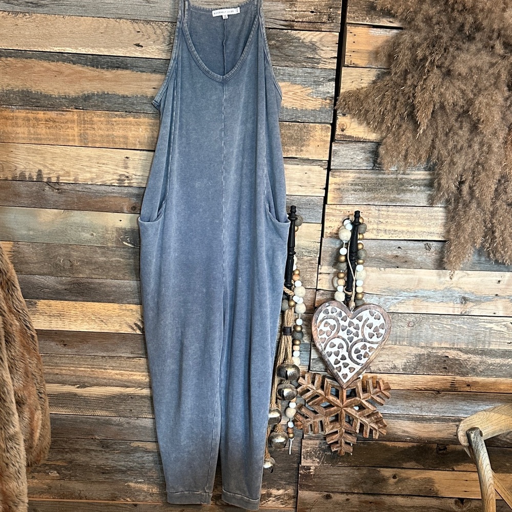Sincerely Jules Washed Blue Sleeveless Jumpsuit